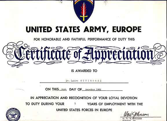 Diploma de Reconocimiento de US Army. (Pulse para regresar)